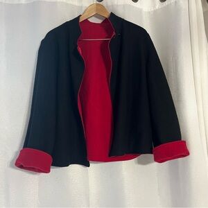Reversible Boiled Wool Black and Red Women's Jacket